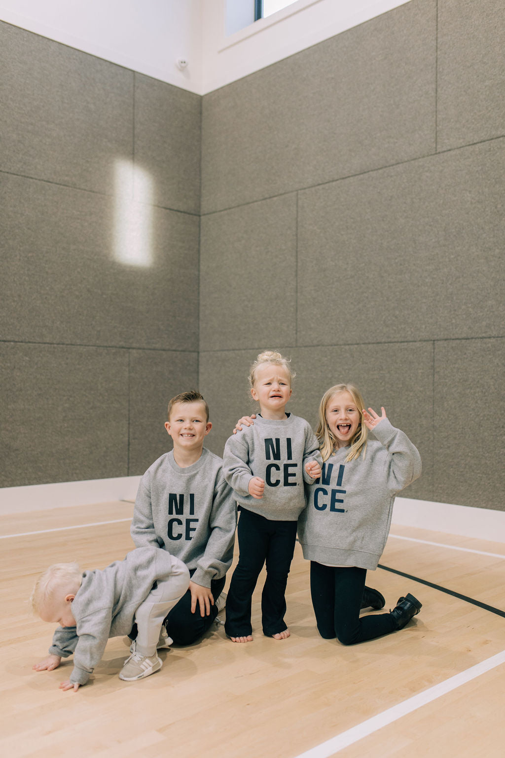 Kids Grey Crew Nice in BOLD